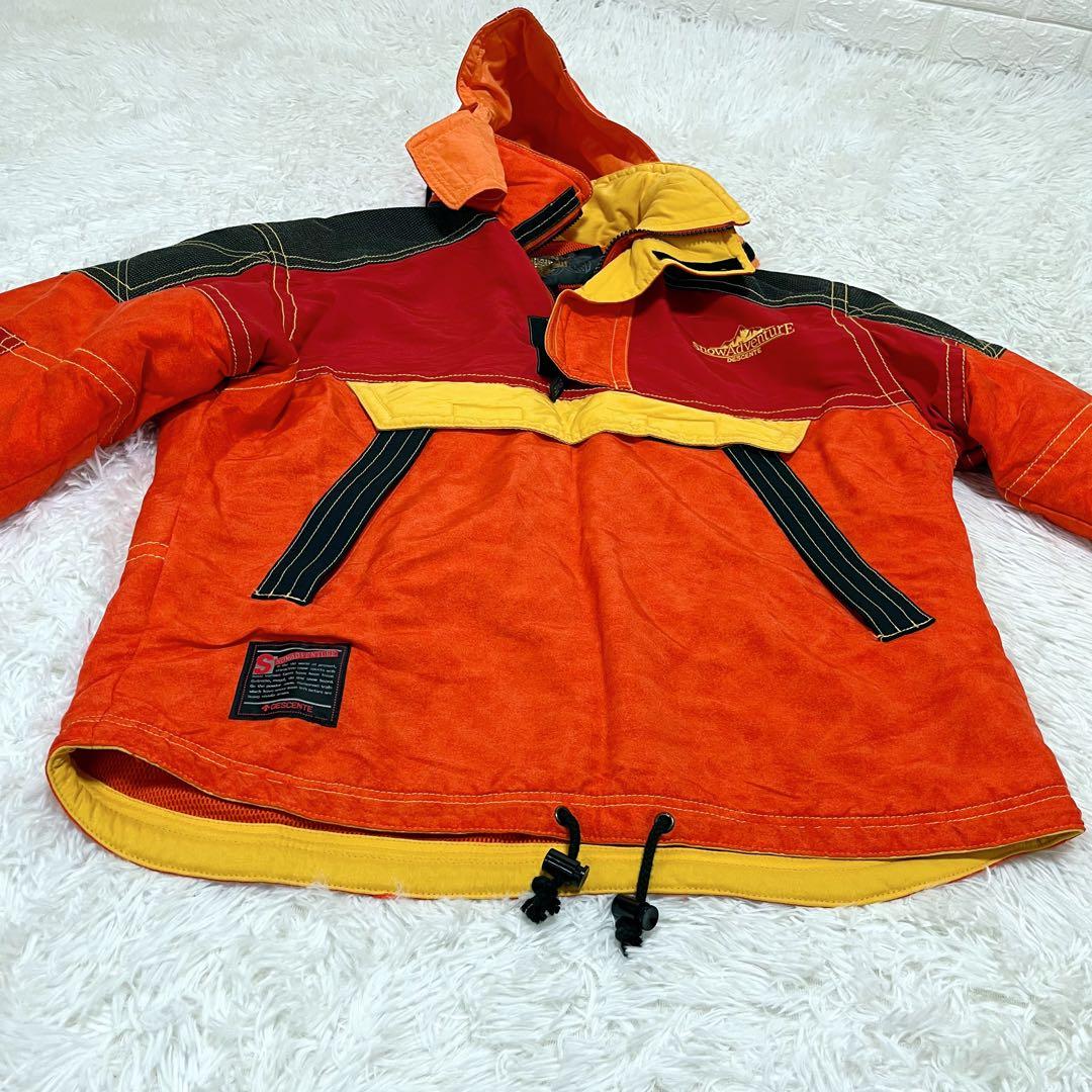 平成レトロ 90s DESCENTEスノーウェア上下 L オレンジ スキースノボ