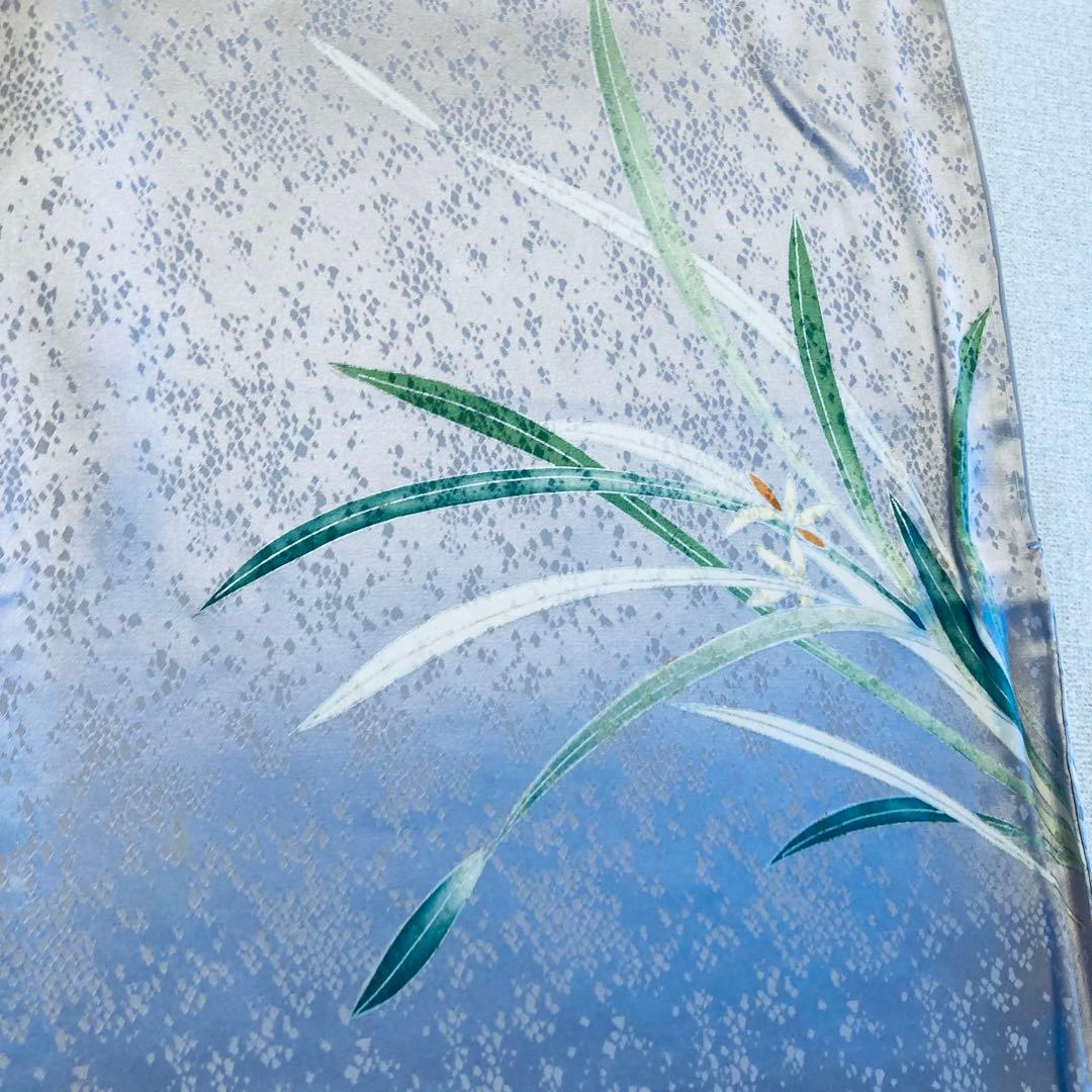 靖 122717宅　綸子　訪問着　袷　水仙　着物