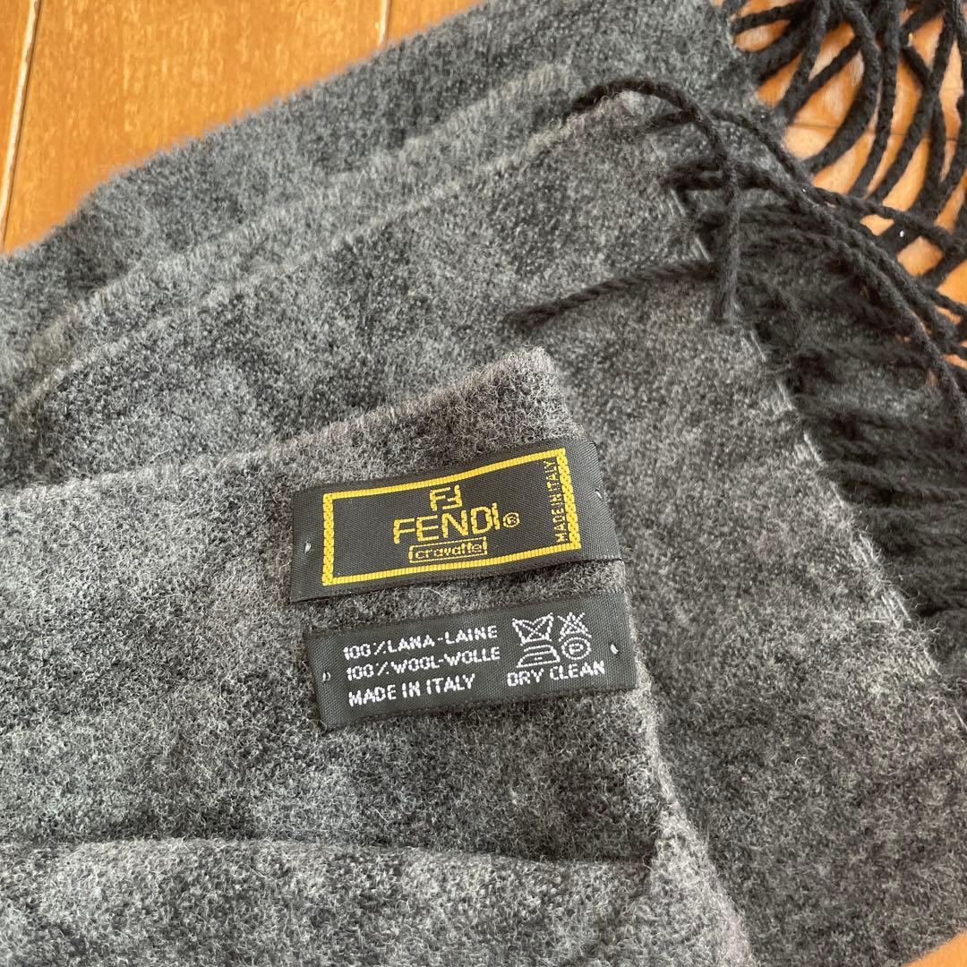 FENDI フェンディ マフラー グレー ウール100% イタリア製