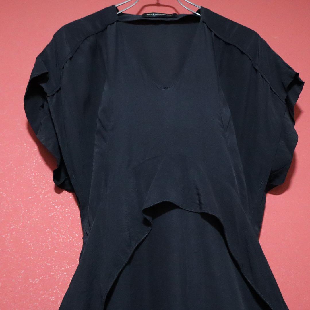 【極美品】BALENCIAGA シルク100％ 変形デザイン ロングワンピース