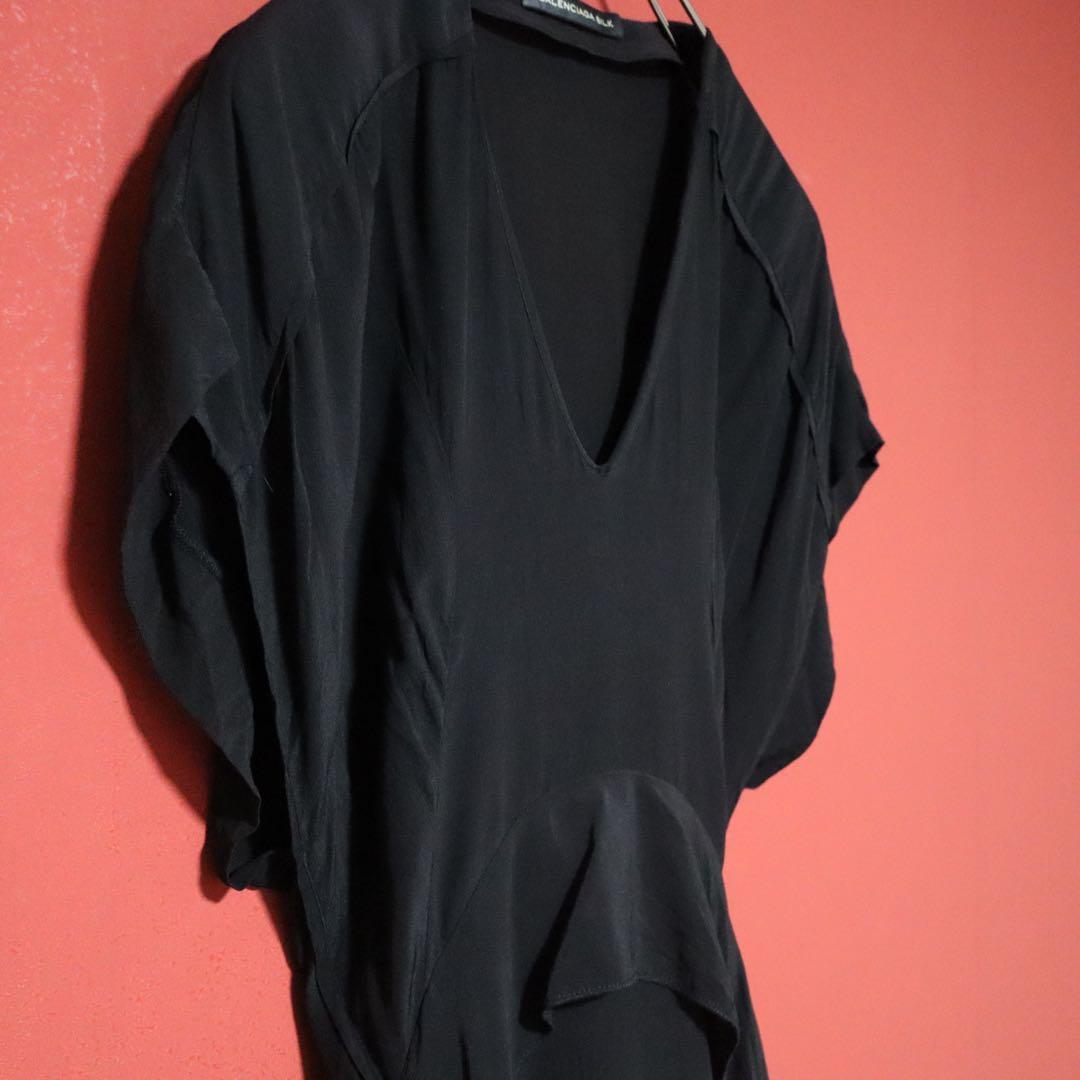 【極美品】BALENCIAGA シルク100％ 変形デザイン ロングワンピース