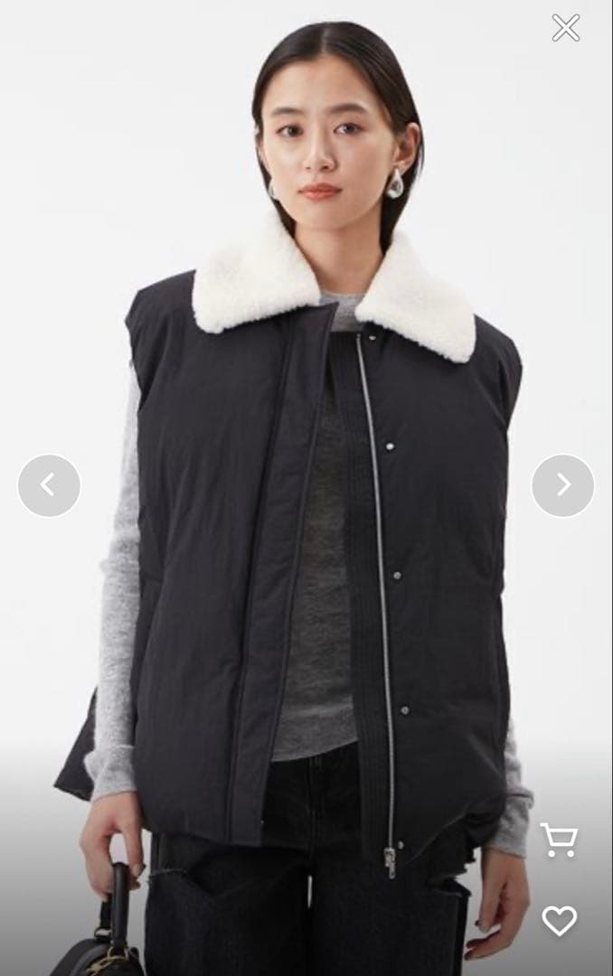 新品 Mila Owen ボア衿リサイクルダウンベスト 黒