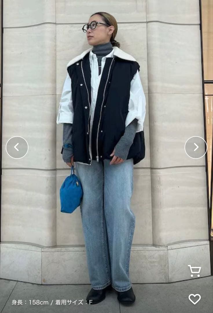 新品 Mila Owen ボア衿リサイクルダウンベスト 黒