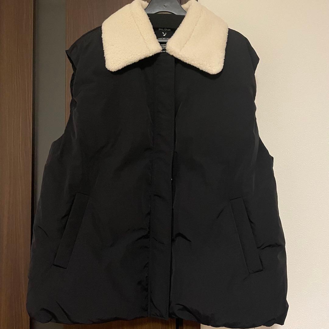 新品 Mila Owen ボア衿リサイクルダウンベスト 黒