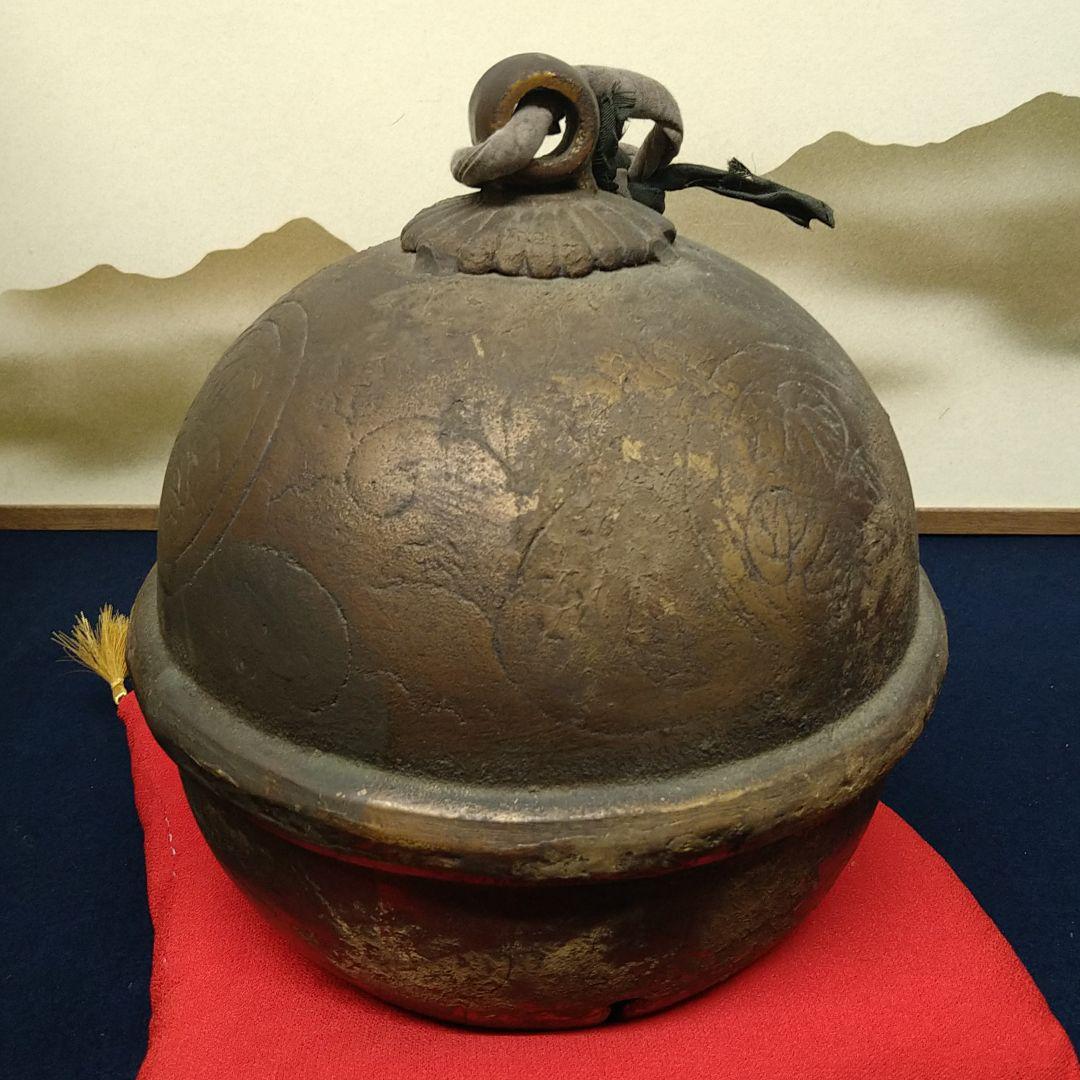 AE30 時代物 東照宮 大鈴 徳川家康 三葉葵紋 元禄元年 神社寺院 座布団付