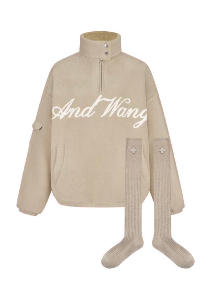 andwang アンドワン Fluffy fleece set beige