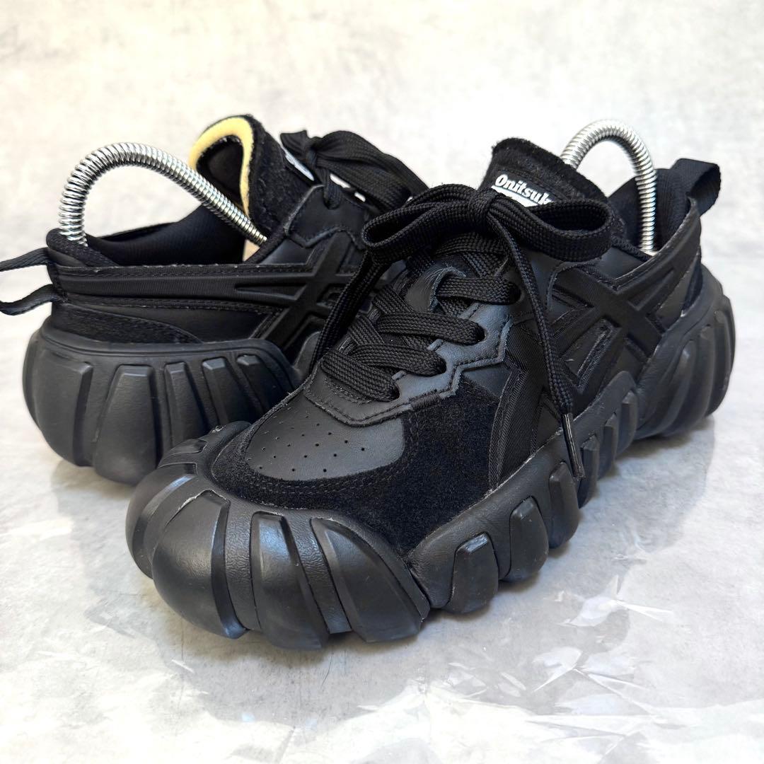 美品オニツカタイガー DENTIGRE LS 24.5 黒 オールブラック 厚底