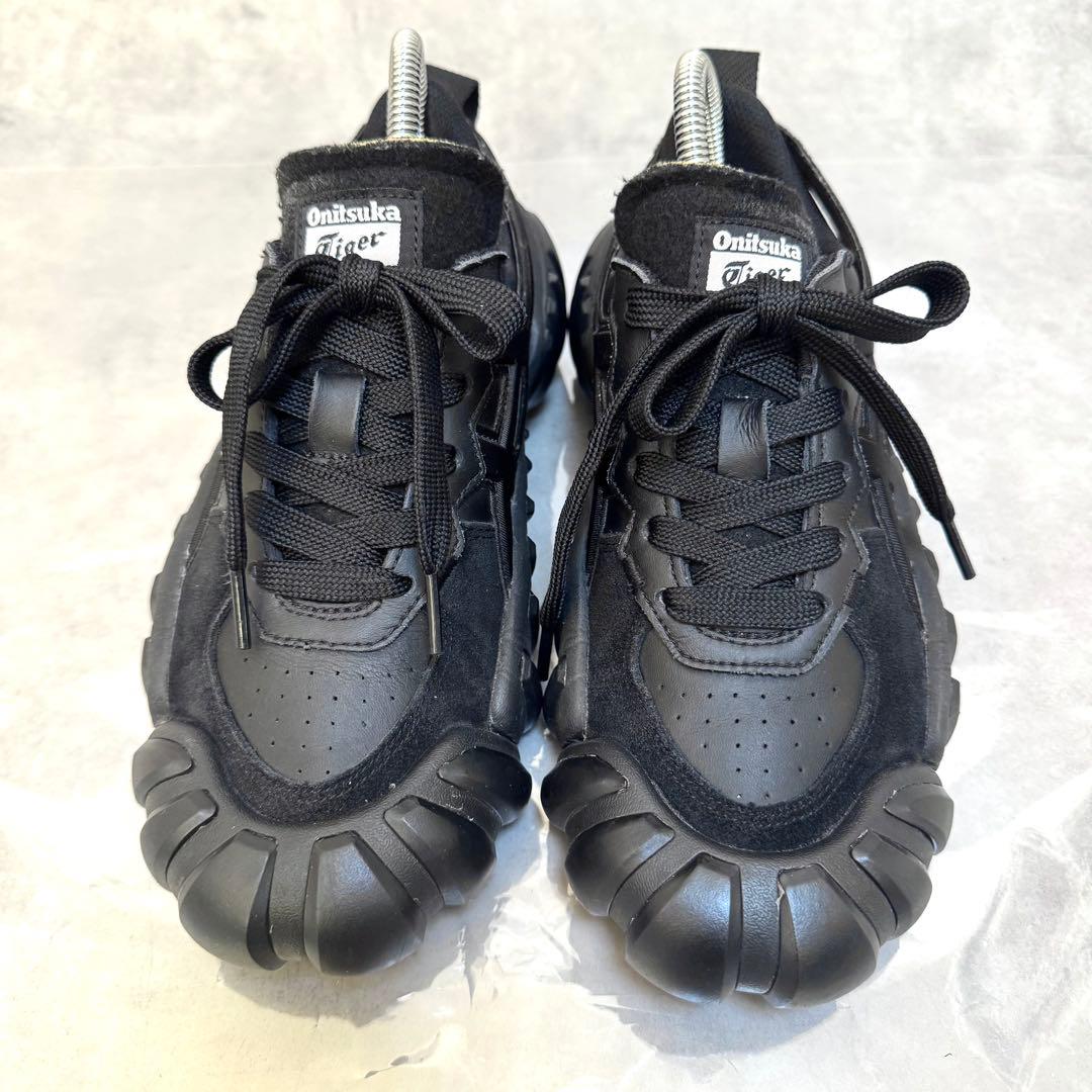 美品オニツカタイガー DENTIGRE LS 24.5 黒 オールブラック 厚底