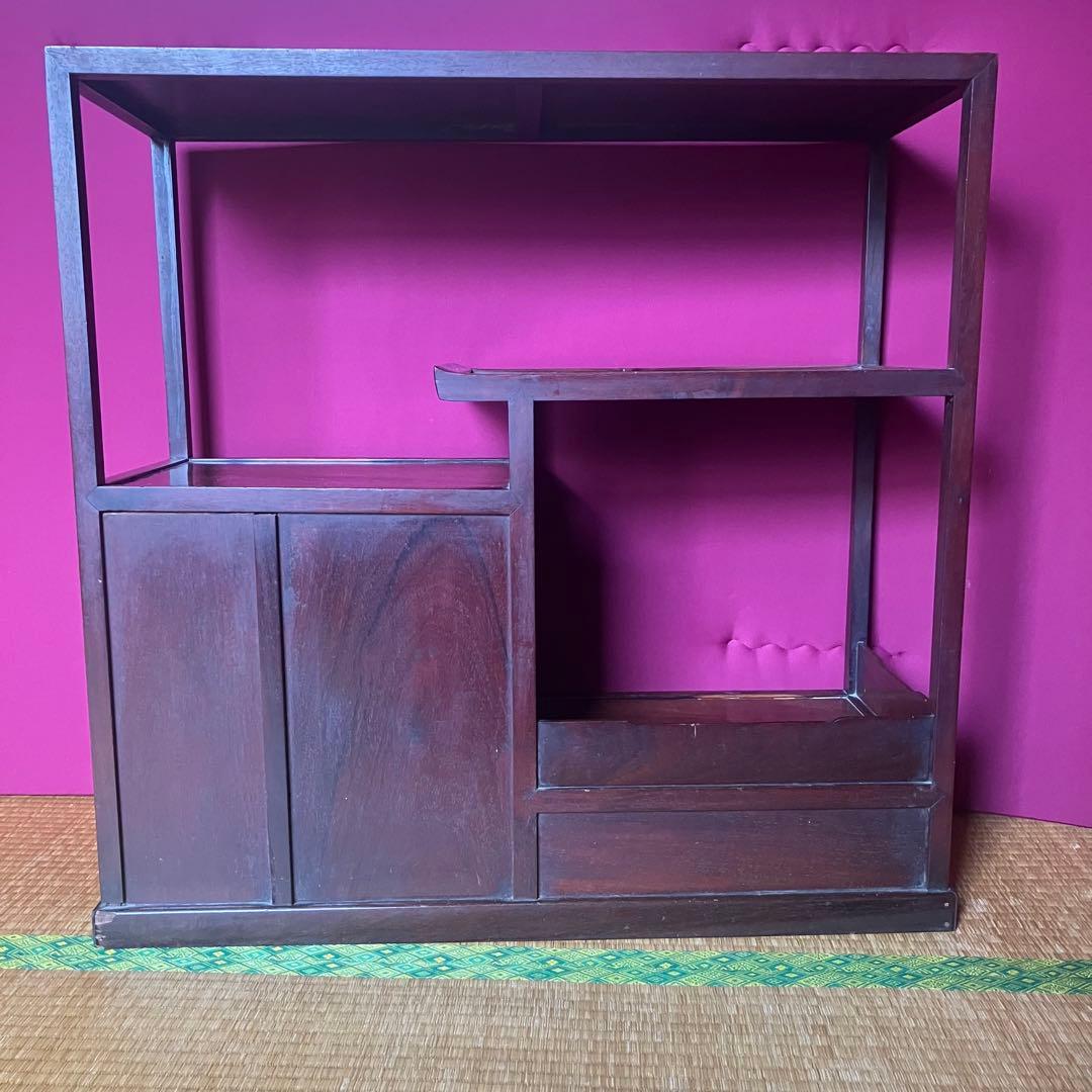 茶箪笥 木製オープンシェルフ ダークブラウン