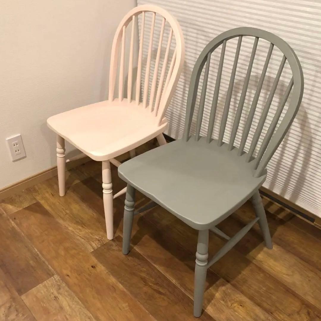Francfranc アルパチェアセット木製ダイニングチェア グレー&ピンク2脚
