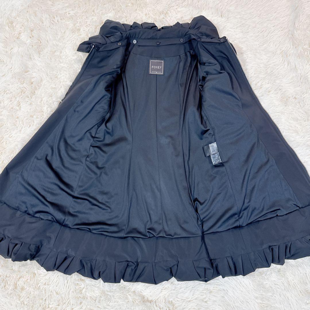 極美品　フォクシー　エレガントコート　ロングコート　フリル　フレア　38