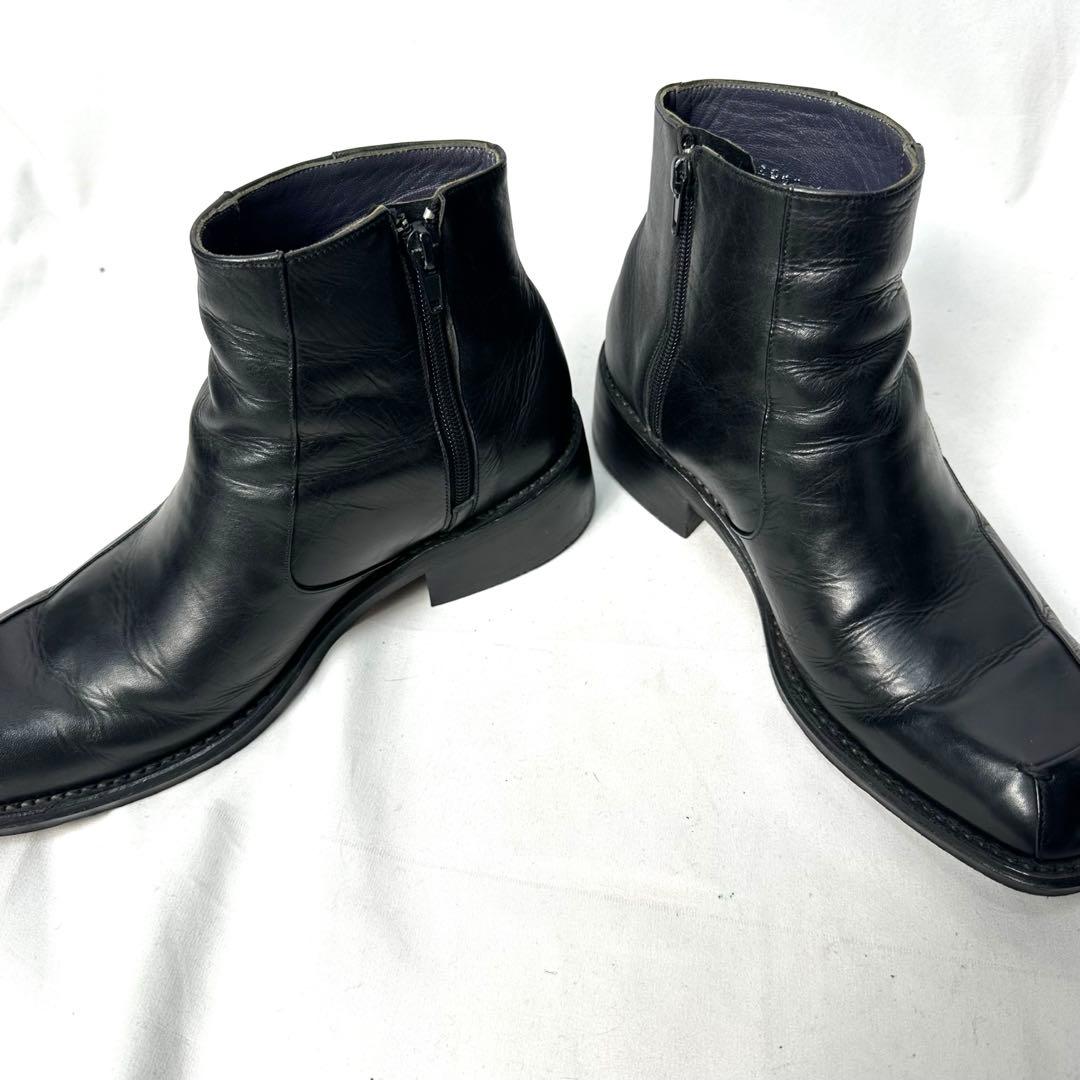 alfredobannister スクエアトゥ サイドジップ ヒールブーツ