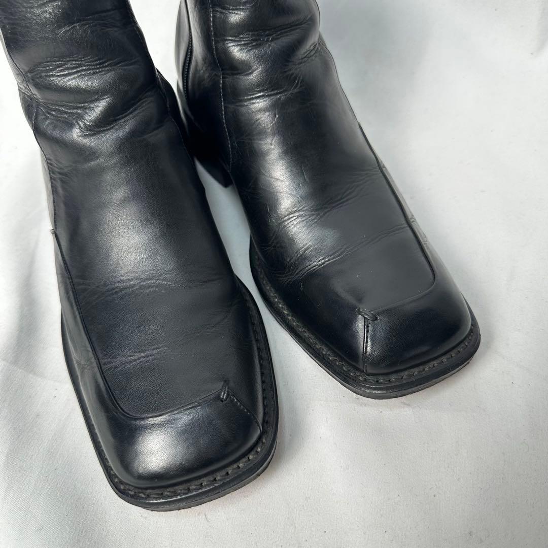 alfredobannister スクエアトゥ サイドジップ ヒールブーツ