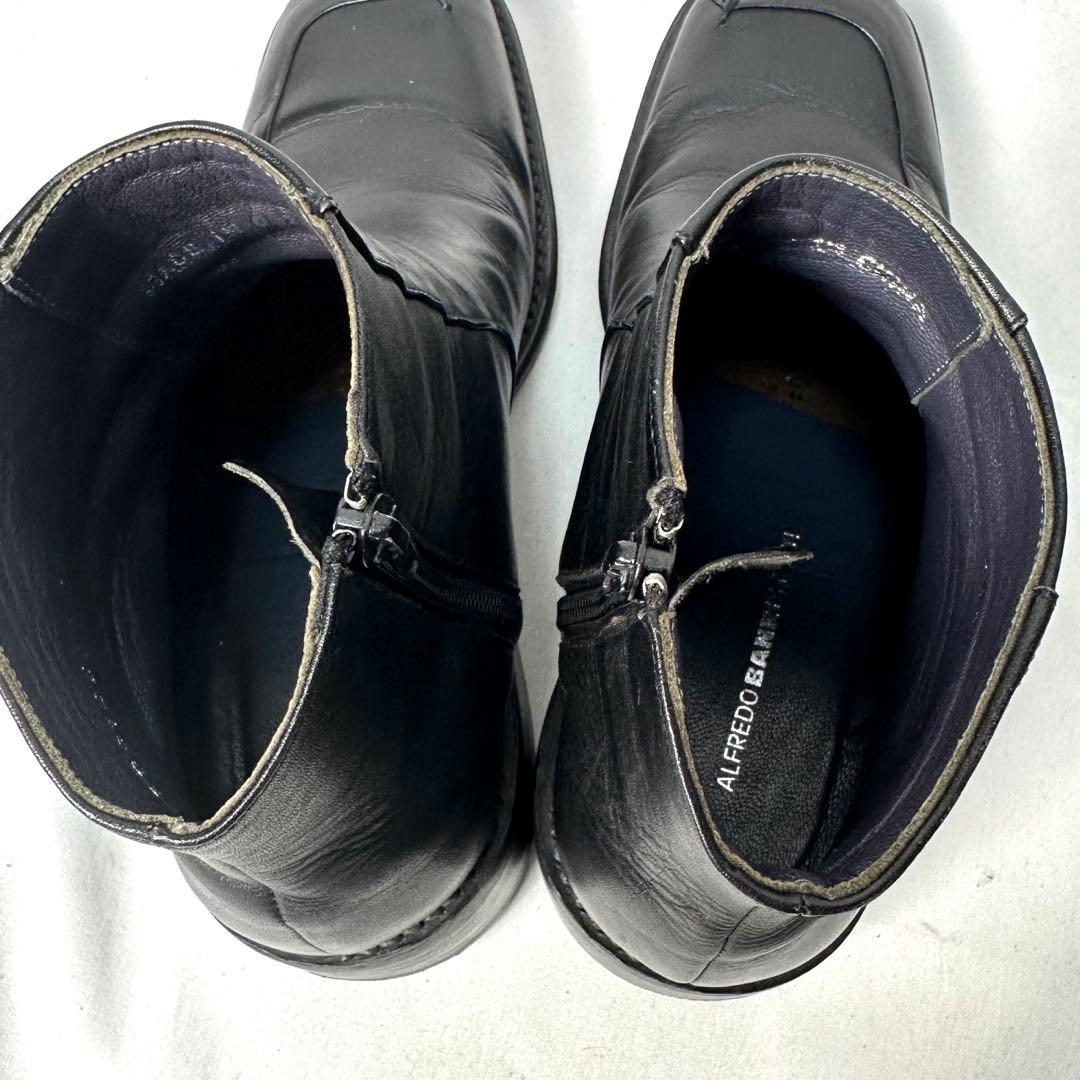 alfredobannister スクエアトゥ サイドジップ ヒールブーツ