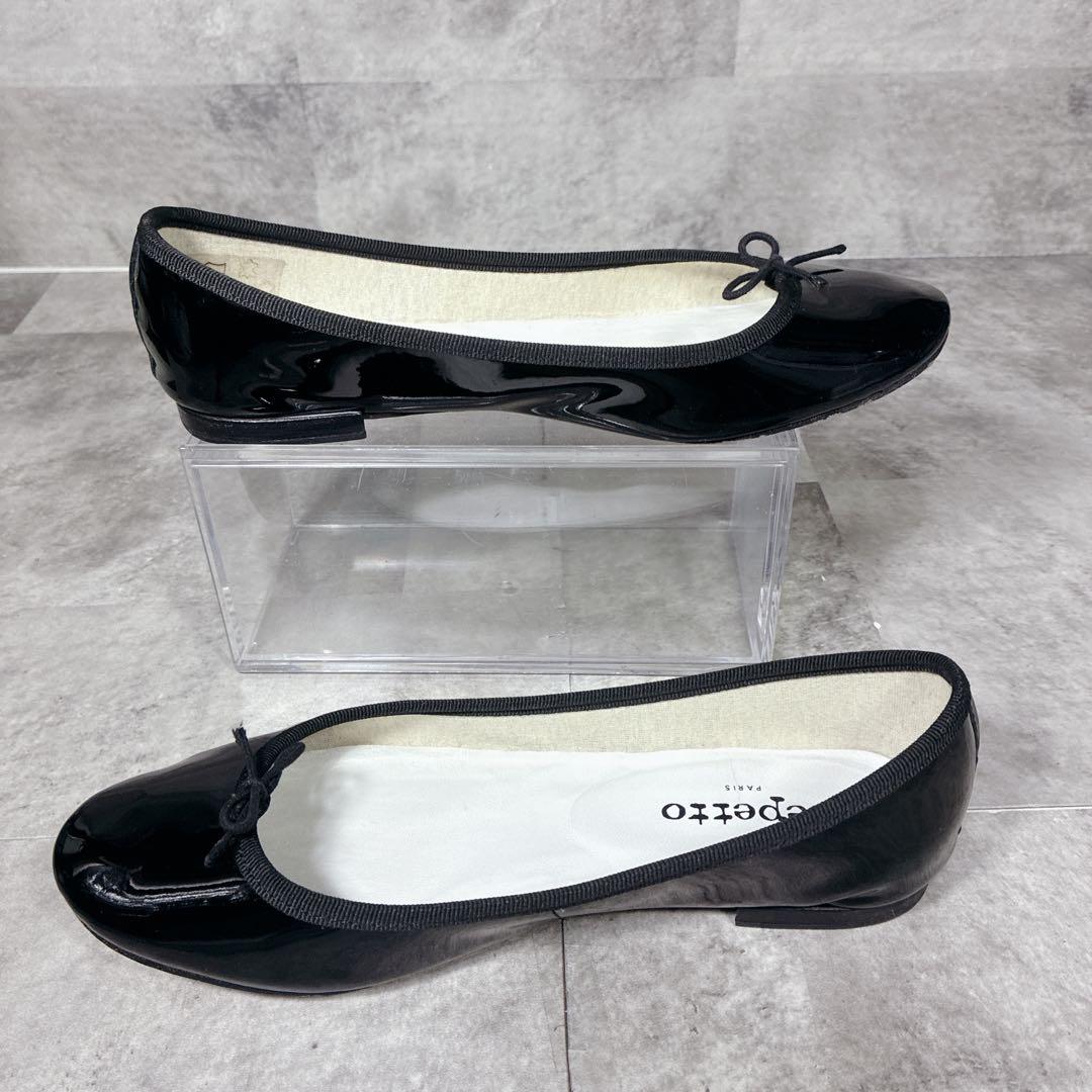 【良品】✨repetto バレエシューズ　フラットパンプス　エナメルBK 37