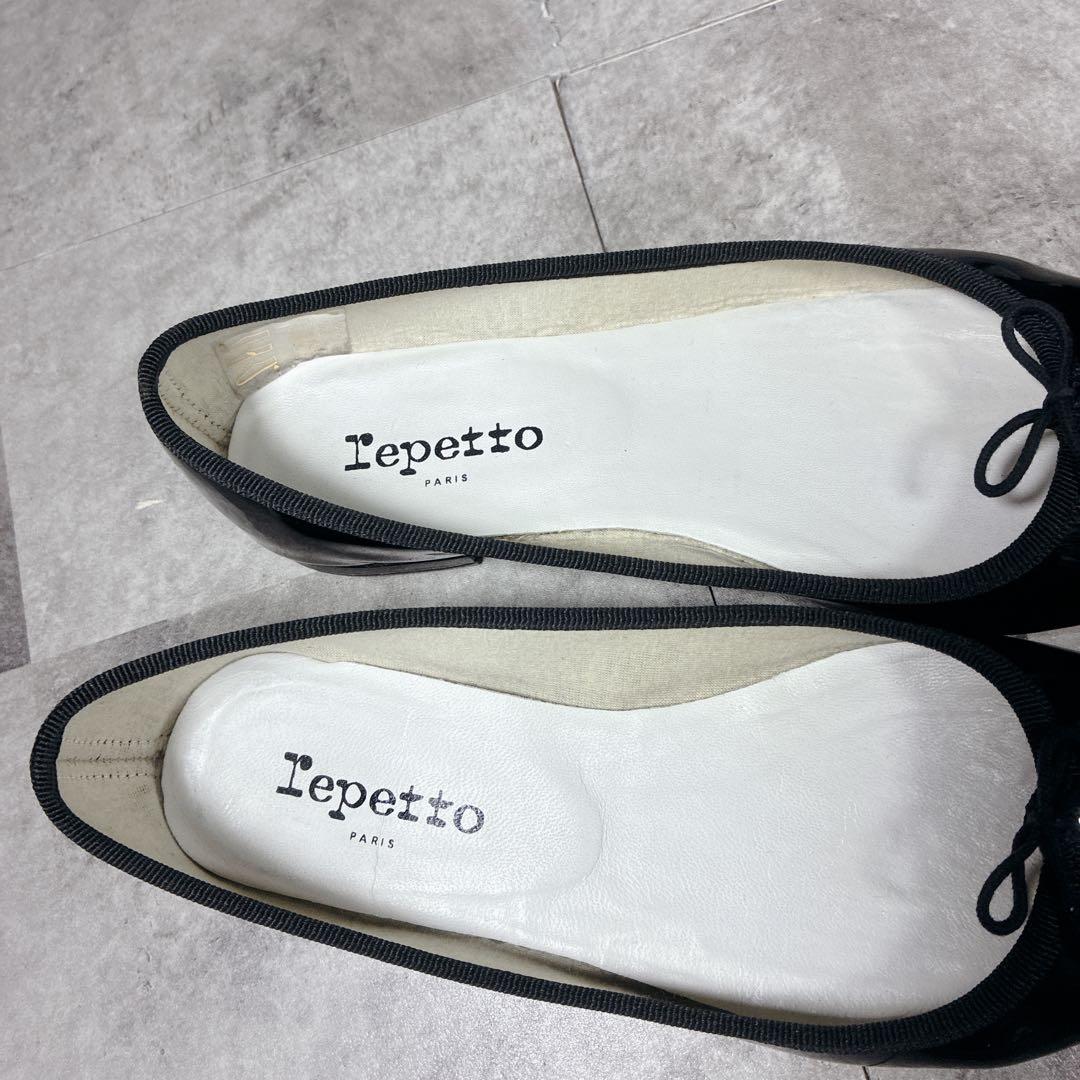 【良品】✨repetto バレエシューズ　フラットパンプス　エナメルBK 37