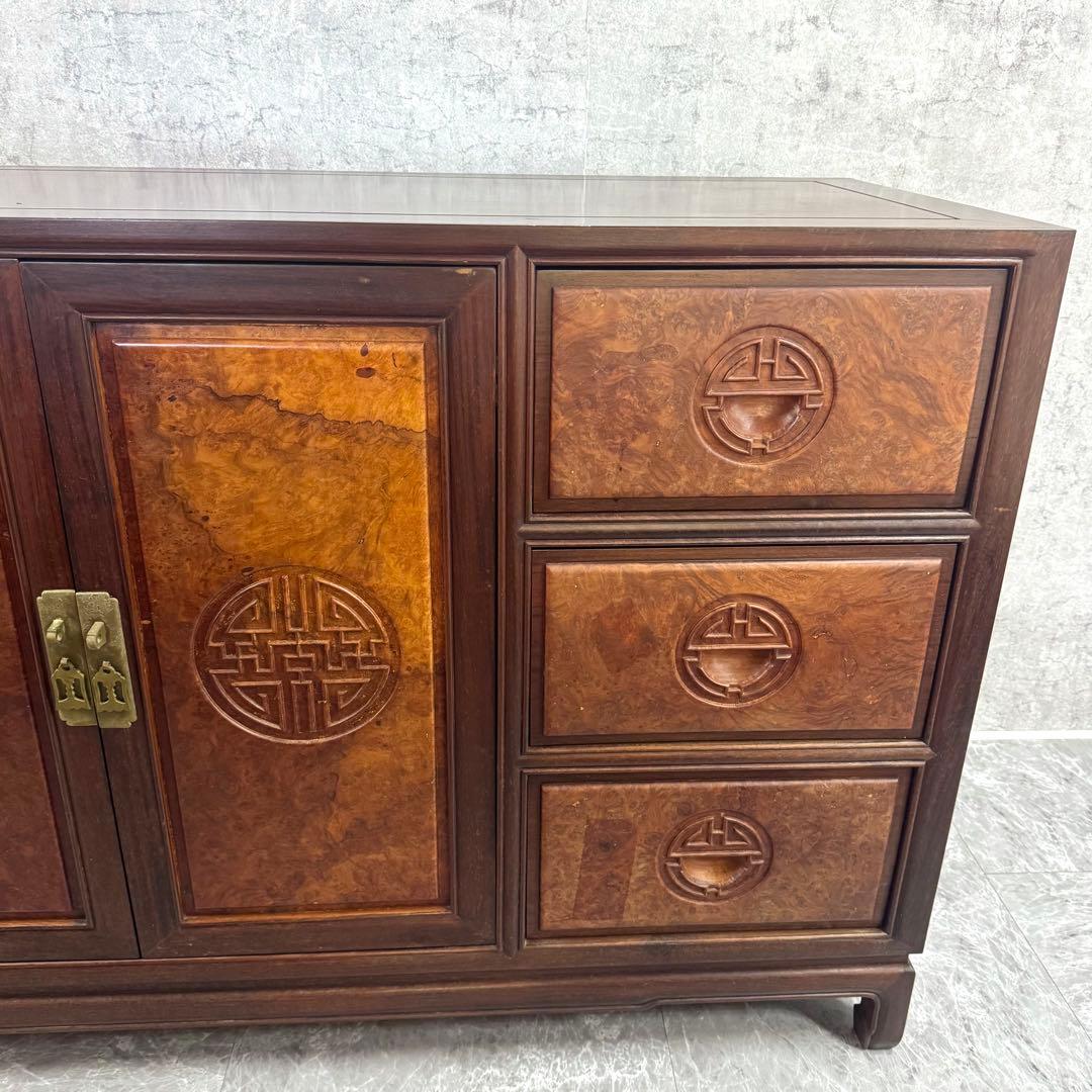 重厚な存在感　中国家具 花梨材 唐木 サイドテーブル 無垢 高級飾り家具