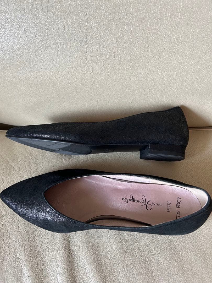 未使用銀座かねまつ フラットシューズ Vカット定価21,000円 24.5cm