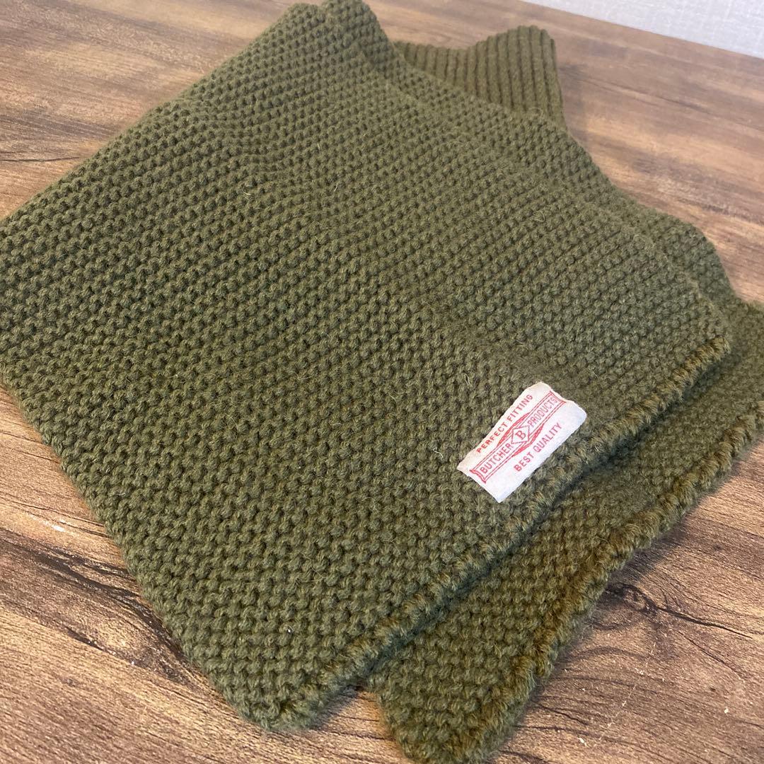 BUTCHER PRODUCTS ニットマフラー オリーブグリーン