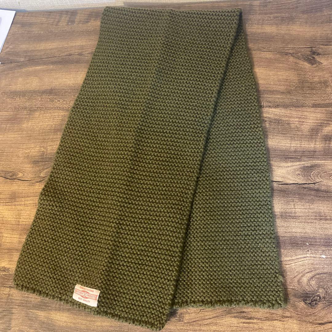 BUTCHER PRODUCTS ニットマフラー オリーブグリーン