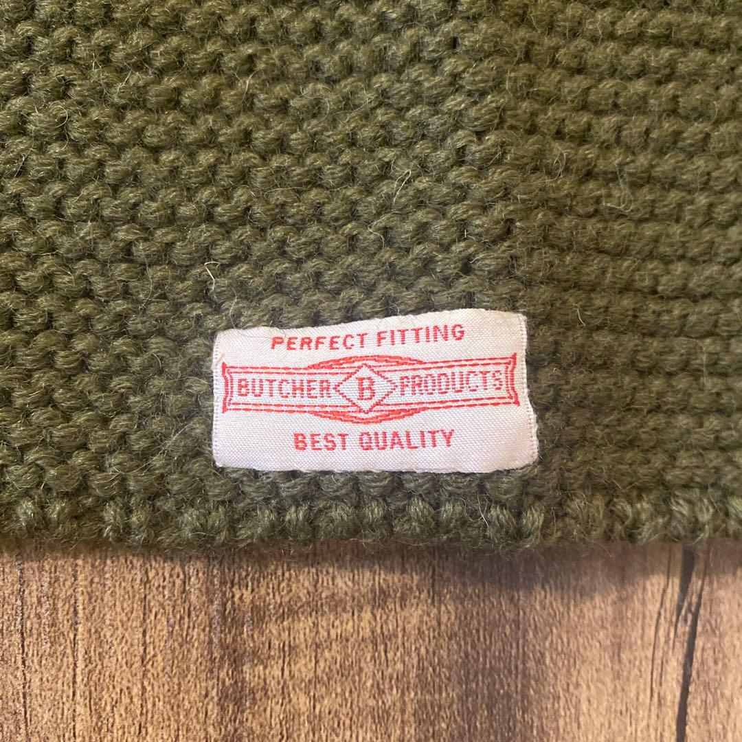 BUTCHER PRODUCTS ニットマフラー オリーブグリーン