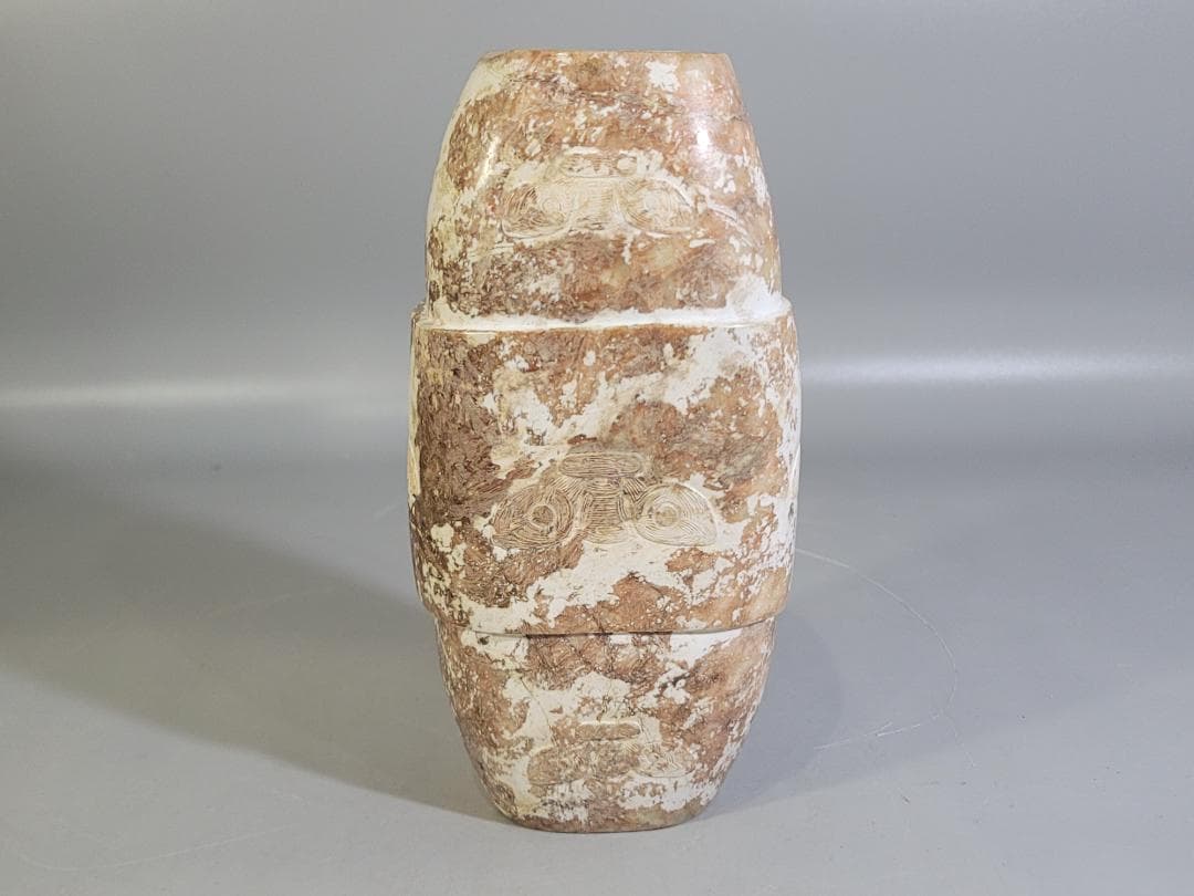 中国 砡石刻 饕餮紋 祭飾 DT742