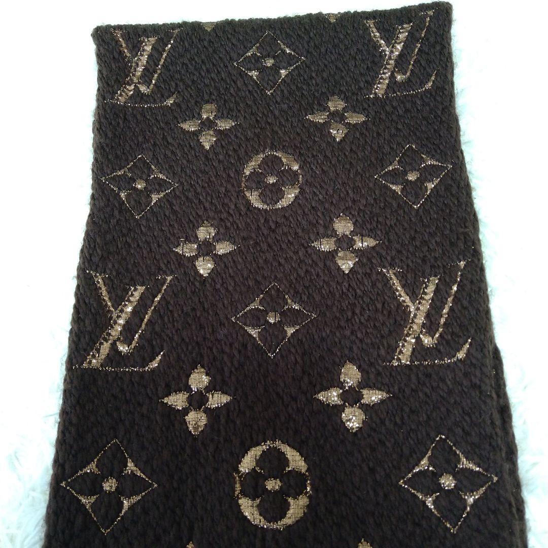 LOUIS VUITTONルイヴィトン国内正規ロゴマニアモノグラムマフラーマロン