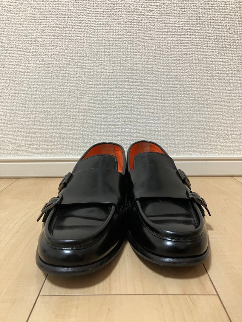 Santoni サントーニ ダブルモンクストラップ ローファー UK7 ブラック
