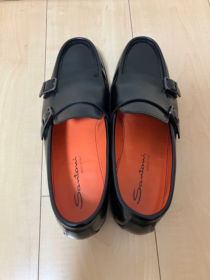 Santoni サントーニ ダブルモンクストラップ ローファー UK7 ブラック