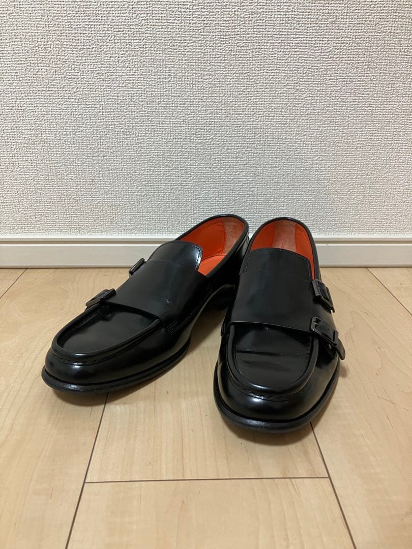 Santoni サントーニ ダブルモンクストラップ ローファー UK7 ブラック