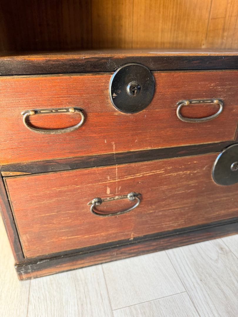 水屋箪笥 茶箪笥 飾り棚 レトロ 木製 古家具 和箪笥 アンティーク家具 桐 漆