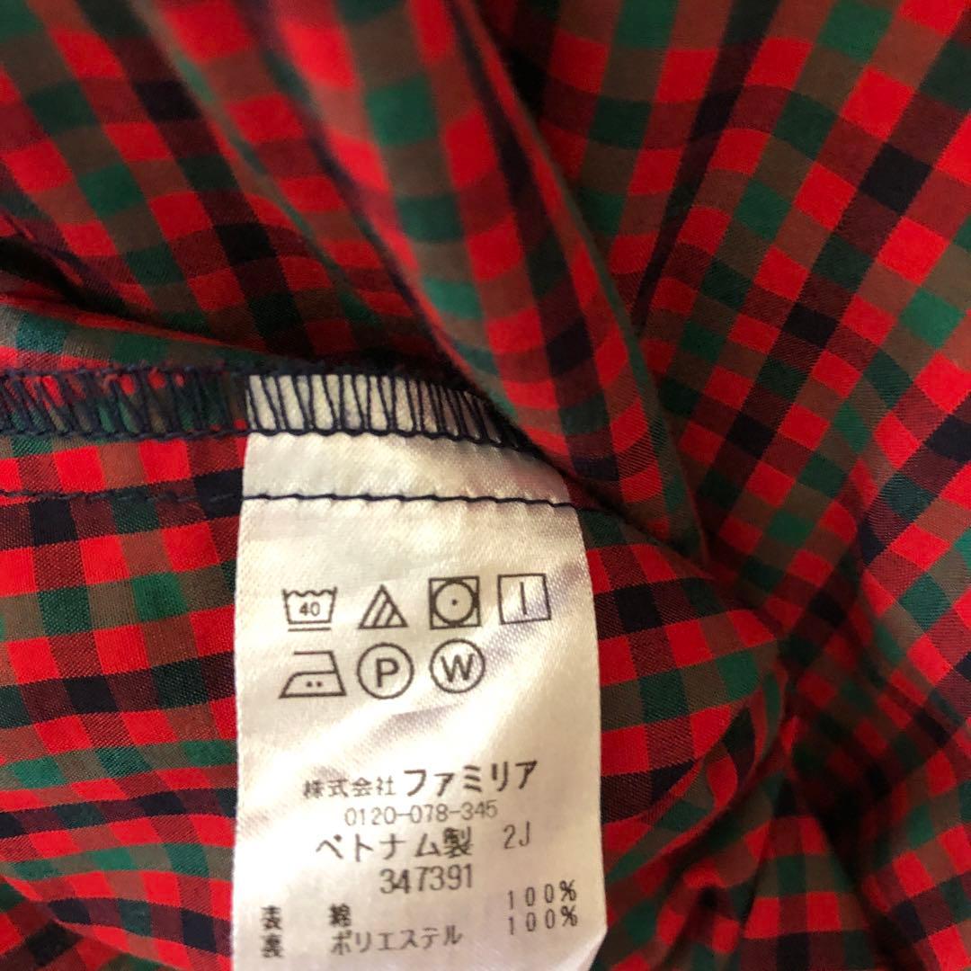 ファミリア ワンピース 130センチ 赤系チェック