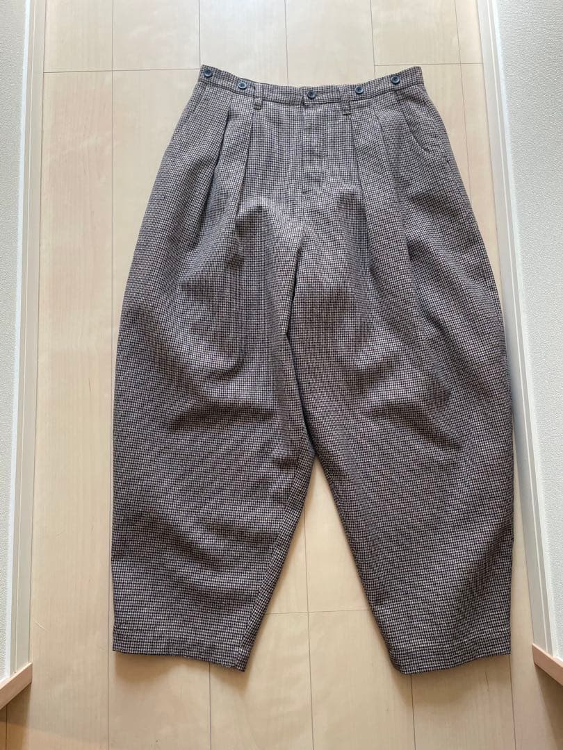 美品ネストローブ ウールコットンガンクラブチェックパンツ