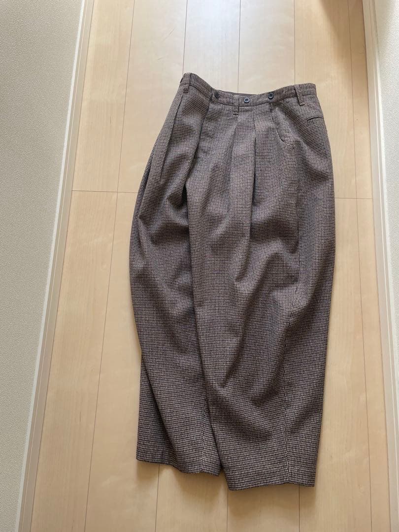 美品ネストローブ ウールコットンガンクラブチェックパンツ