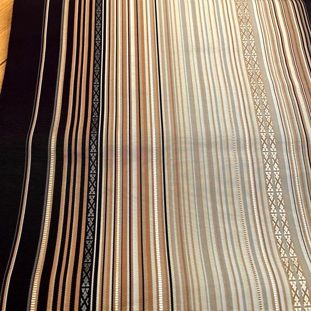 本場筑前博多織 名古屋帯 未使用品　シックな多色縞 モダン 洒落帯