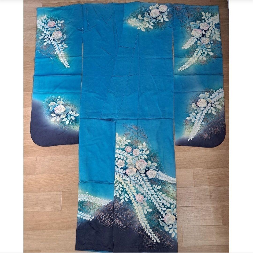 専用 長襦袢セット 正絹振袖 ブルーラメ入り金彩辻ヶ花 成人式 に最適