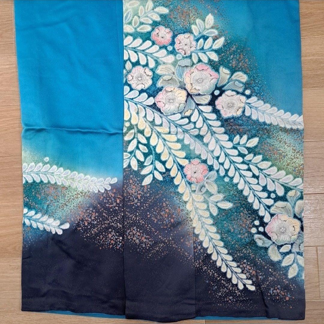 専用 長襦袢セット 正絹振袖 ブルーラメ入り金彩辻ヶ花 成人式 に最適