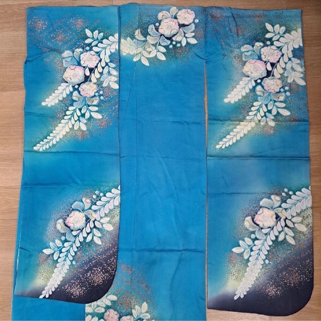 専用 長襦袢セット 正絹振袖 ブルーラメ入り金彩辻ヶ花 成人式 に最適