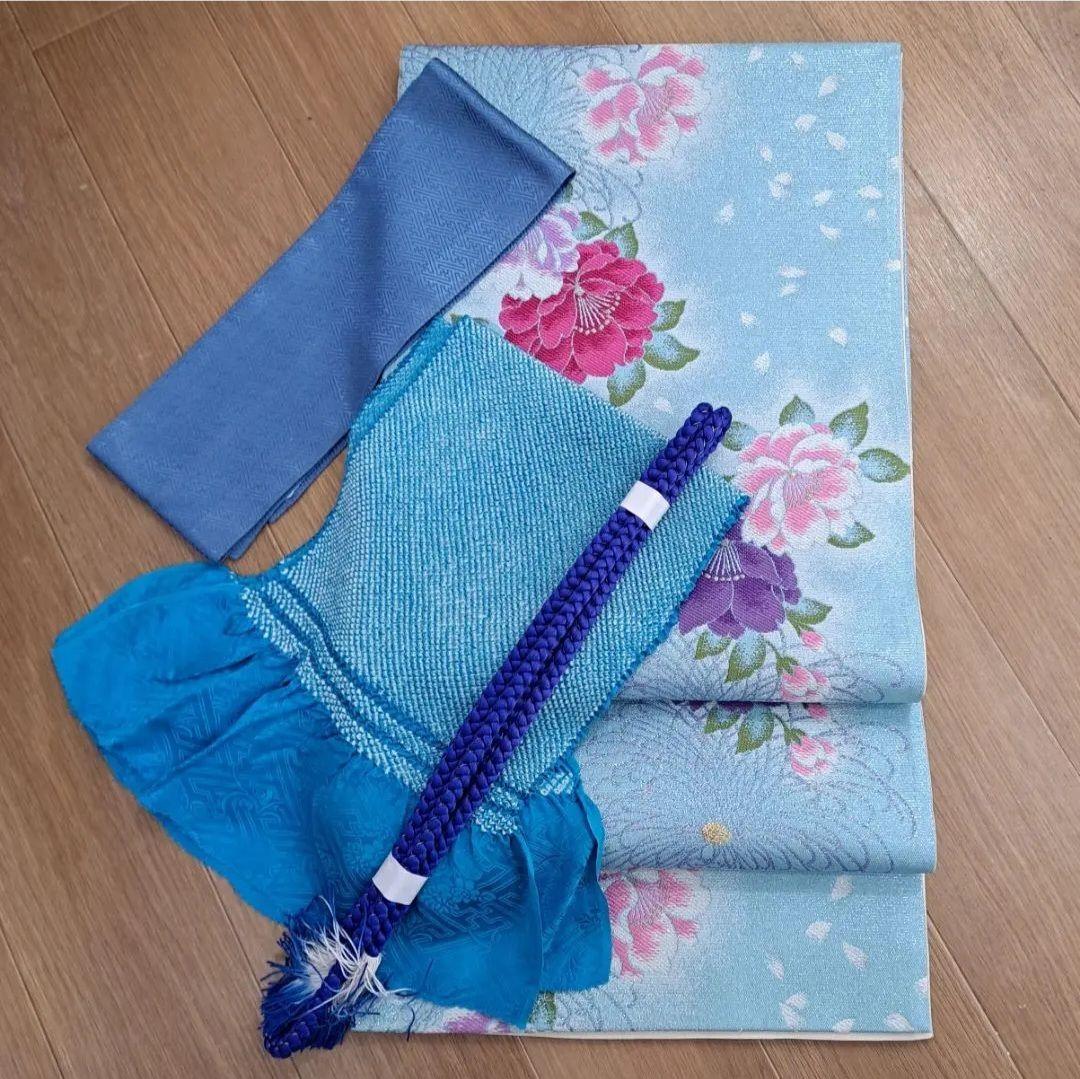専用 長襦袢セット 正絹振袖 ブルーラメ入り金彩辻ヶ花 成人式 に最適