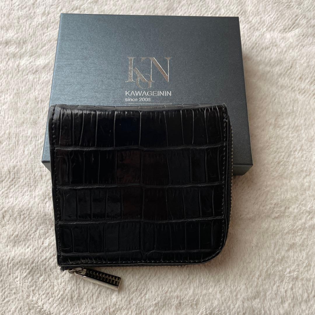 ナイルクロコダイルＬ字ファスナーハーフウォレット革芸人