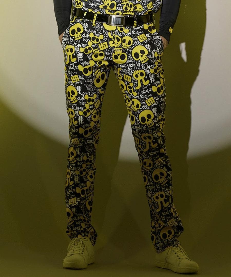 ★春ゴルフ★ラウドマウスゴルフ★ストレッチツイル柄パンツ★LL★アニマルスカルズ