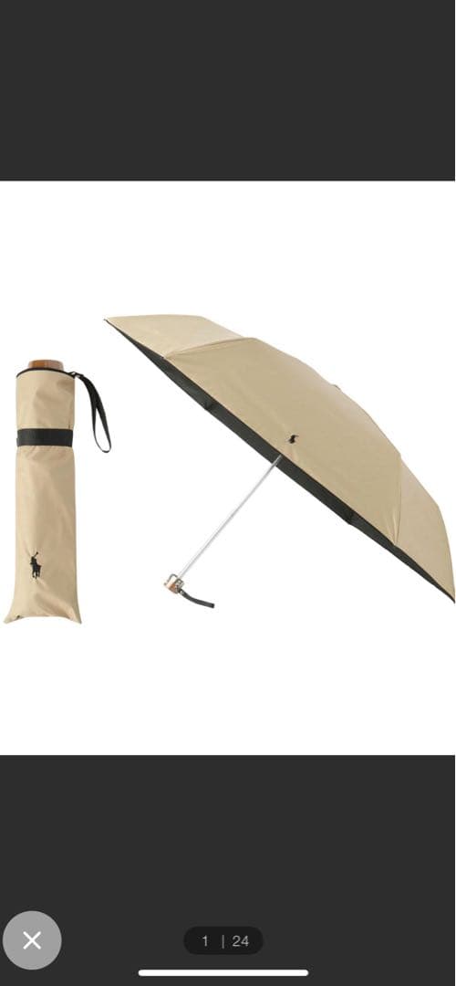新品タグ付き　ポロ・ラルフローレン遮光 晴雨兼用折りたたみ日傘　ワンポイント刺繍