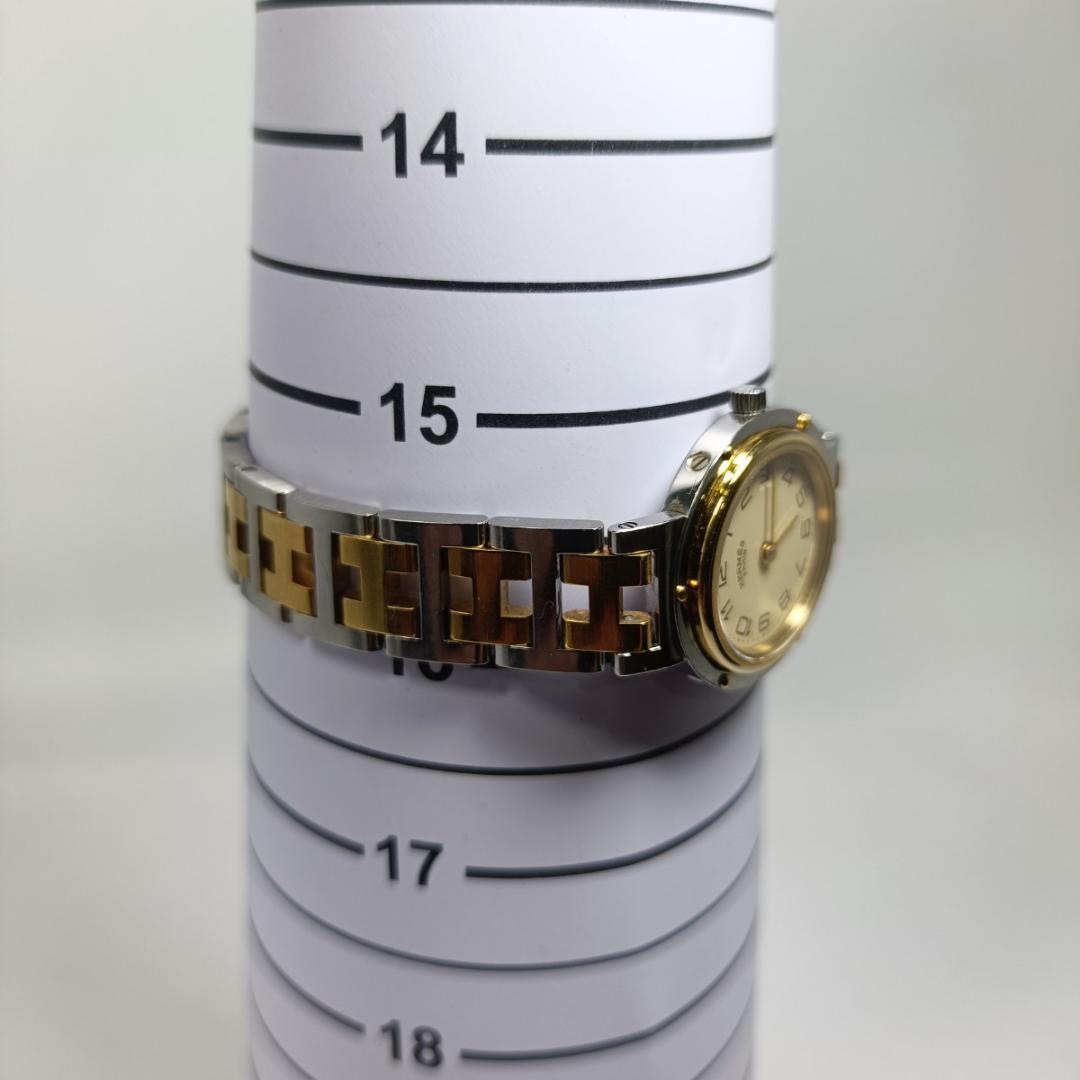 新品電池交換済 エルメス クリッパー 24mm アイボリーダイヤル レディース