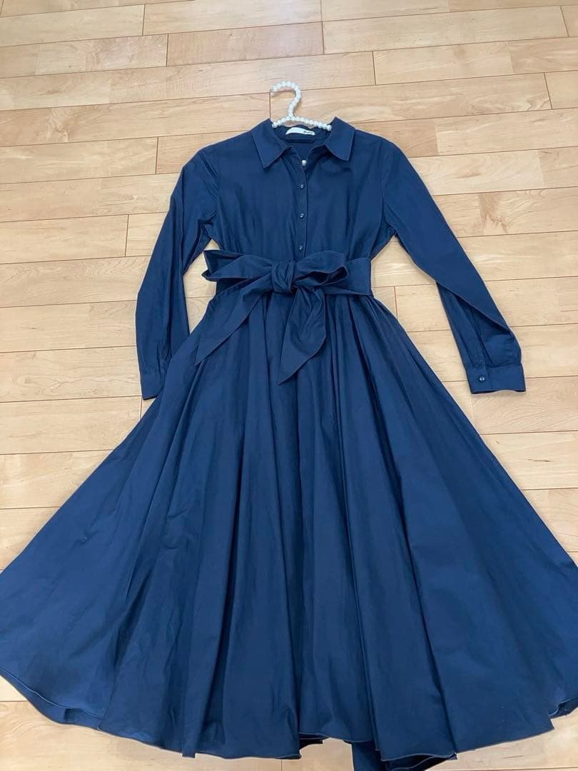 【JENNE 】ジェンヌオードリールックエアリーワンピース長袖ネイビーXL