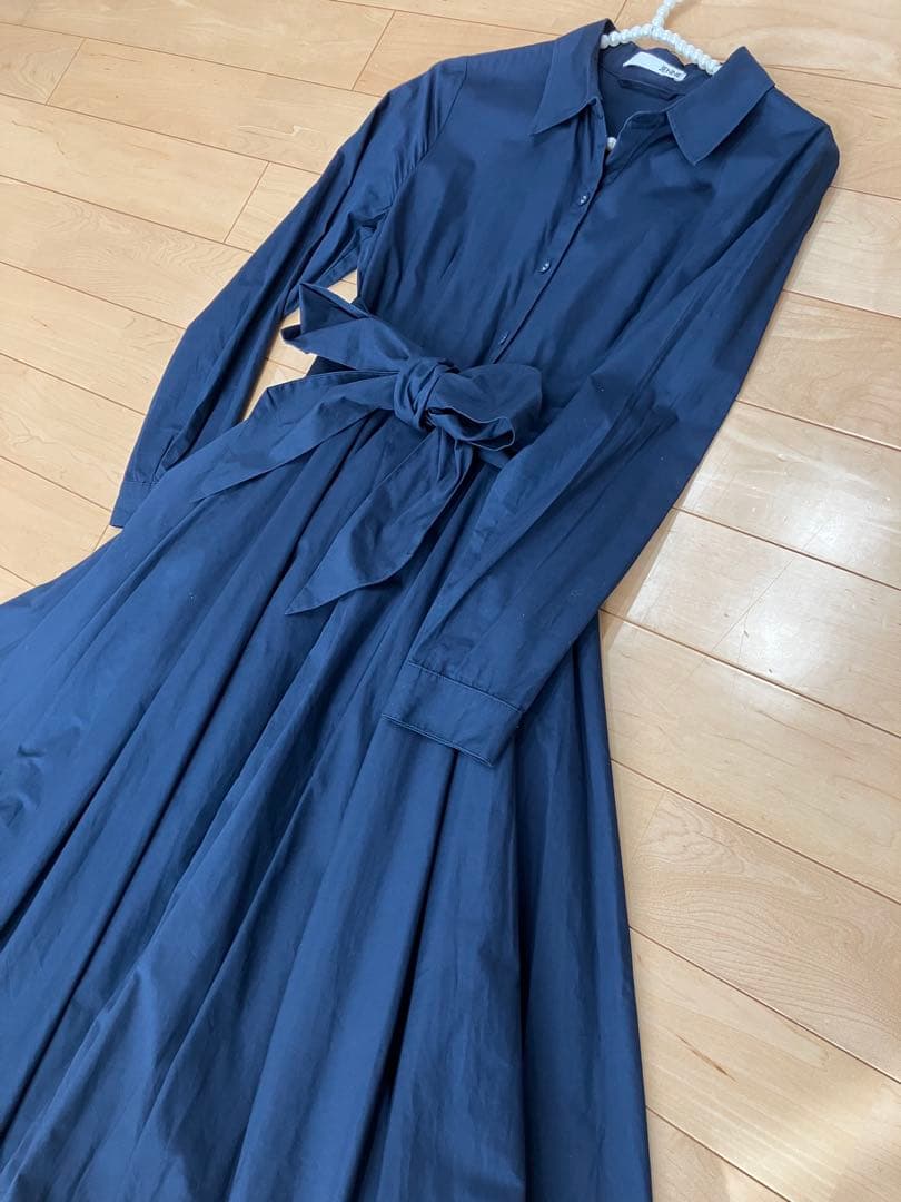 【JENNE 】ジェンヌオードリールックエアリーワンピース長袖ネイビーXL