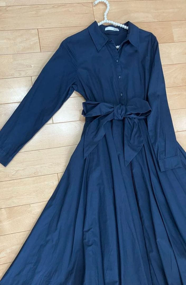 【JENNE 】ジェンヌオードリールックエアリーワンピース長袖ネイビーXL