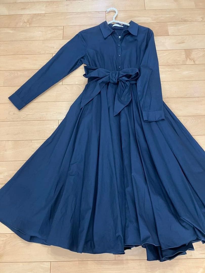 【JENNE 】ジェンヌオードリールックエアリーワンピース長袖ネイビーXL