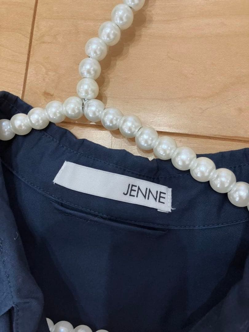 【JENNE 】ジェンヌオードリールックエアリーワンピース長袖ネイビーXL