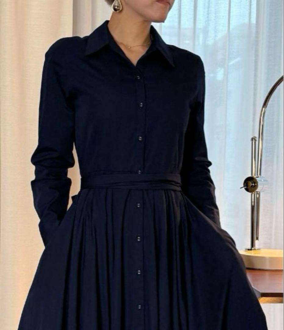 【JENNE 】ジェンヌオードリールックエアリーワンピース長袖ネイビーXL