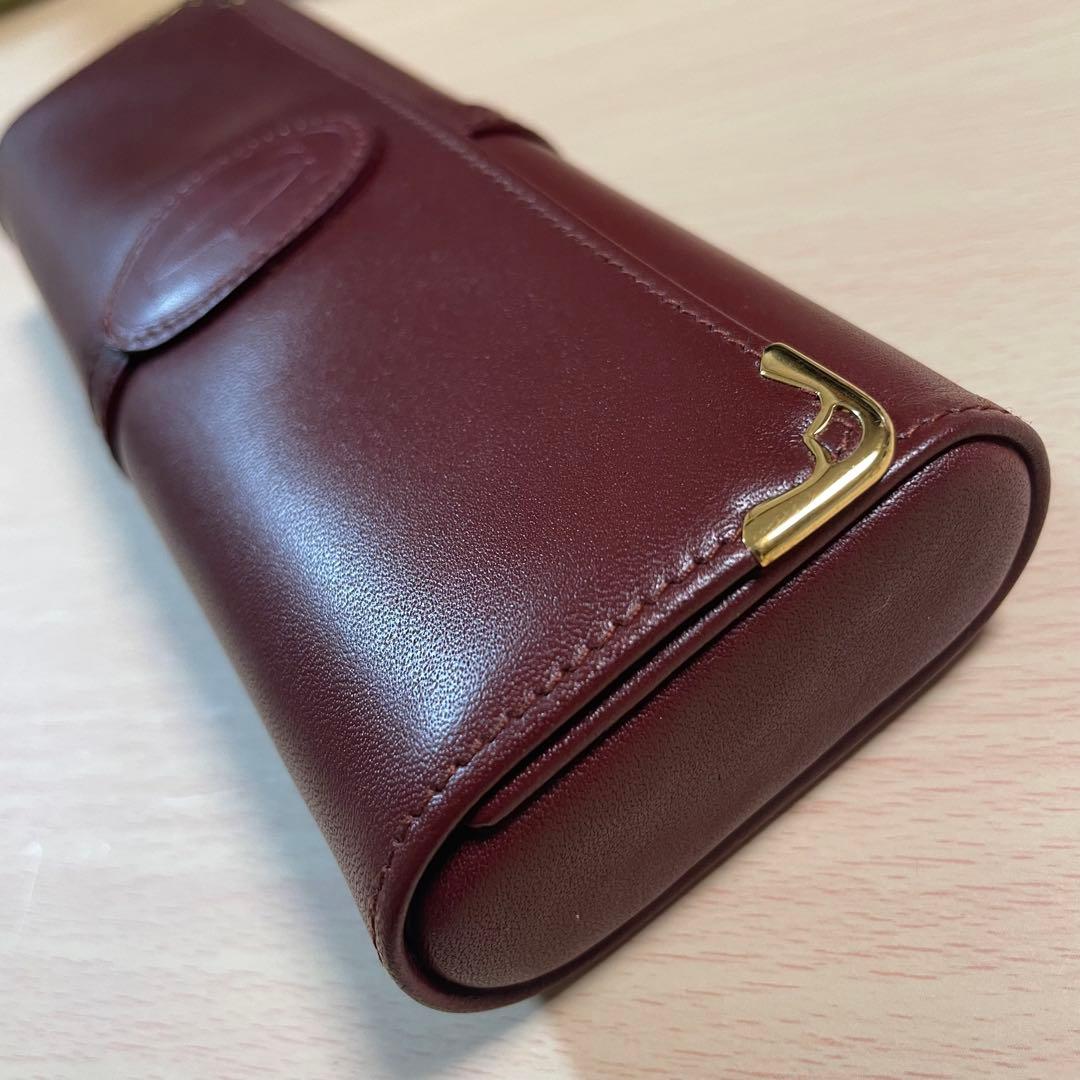 稀少【新品】Cartier カルティエ マストライン 眼鏡ケース レザーボルドー